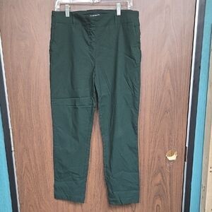 Hilary Radley Size 10 Forest Green Pull On Straight Leg Trouser Pants